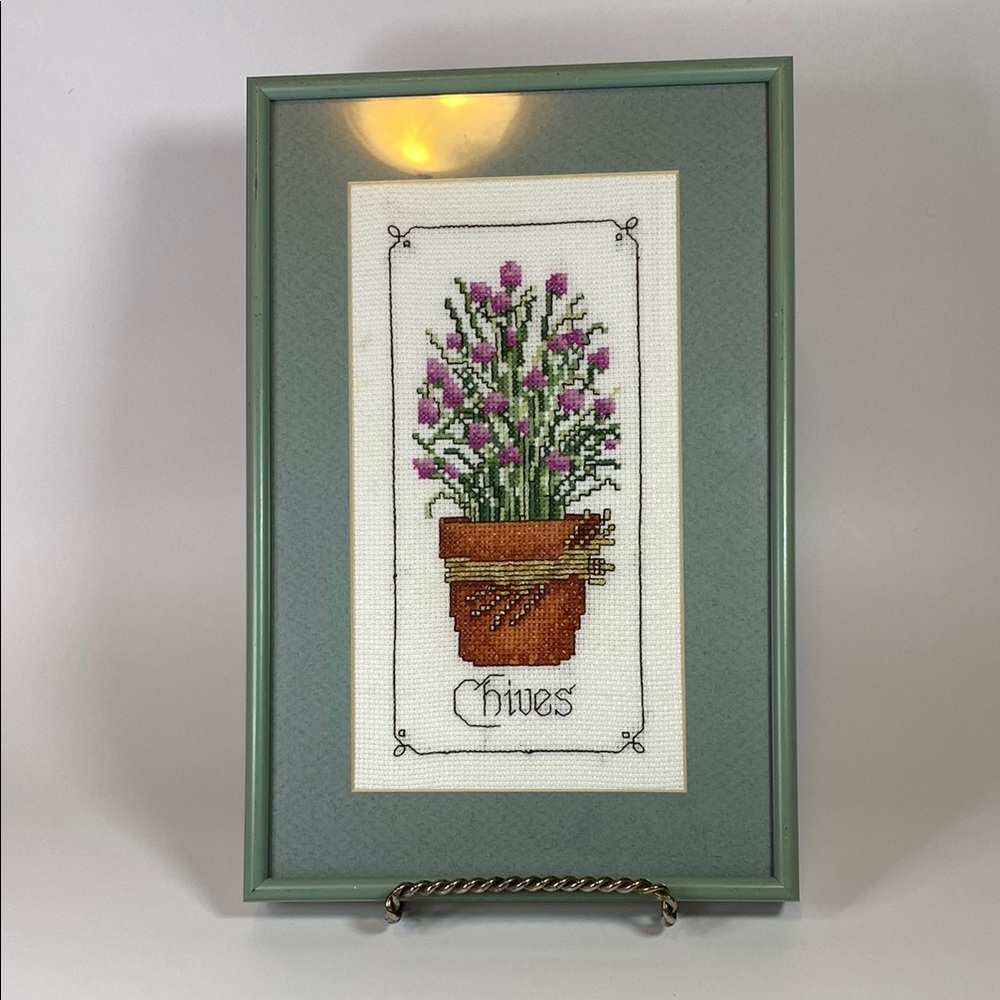 Framed Chives Cross-Stitch Art